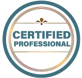 A certified professional logo in a circle on a white background.