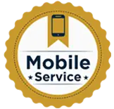A logo for a mobile service company with a cell phone on it.