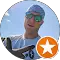 A man wearing sunglasses and a hat is in a circle with an orange star.